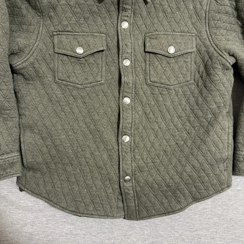 UNTUCKit Braunfield Quilted Shirt Jacket Mens Small Olive Green Snap Front 42151